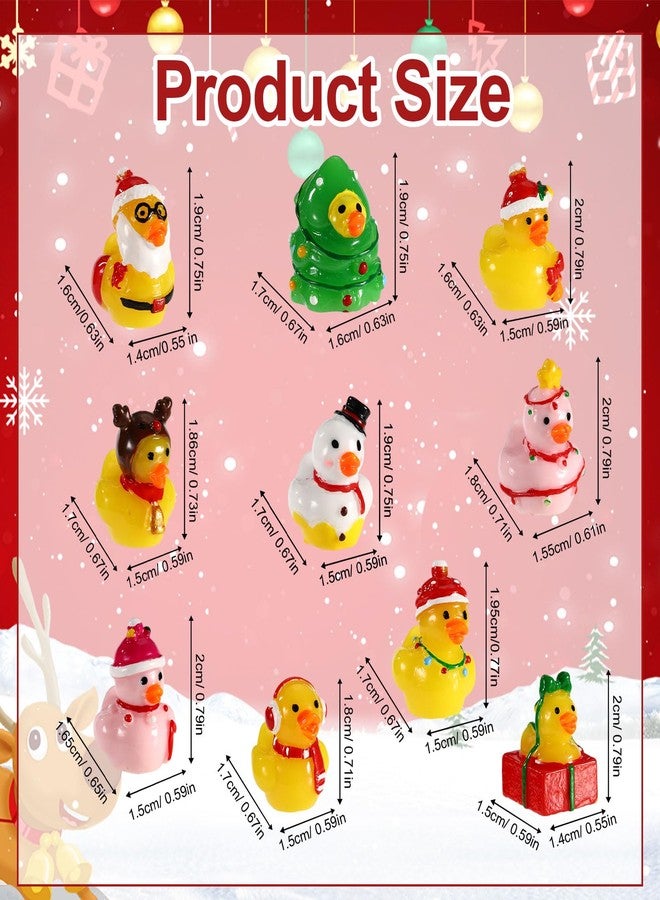 Sinbana 100pcs Mini Resin Christmas Ducks Bulk, Assorted Tiny Winter Ducks Figurines Little Small Miniature Duck Figures Decoration for Xmas Holiday Decorations Christmas Stocking Stuffers Party Favors Gifts - Image 2